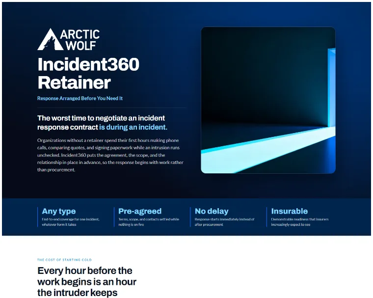 Incident360 Retainer page