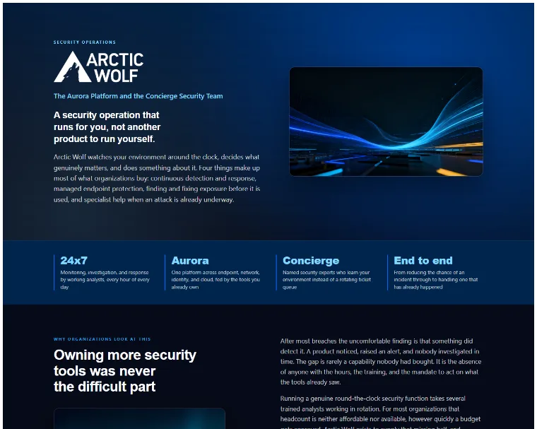 The Arctic Wolf Overview page